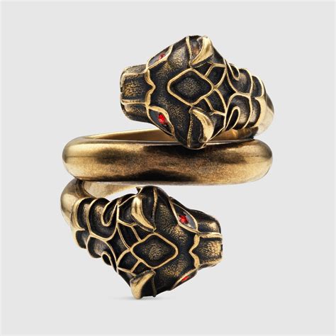 gucci tiger enamel ring red|Gucci tiger head swarovski.